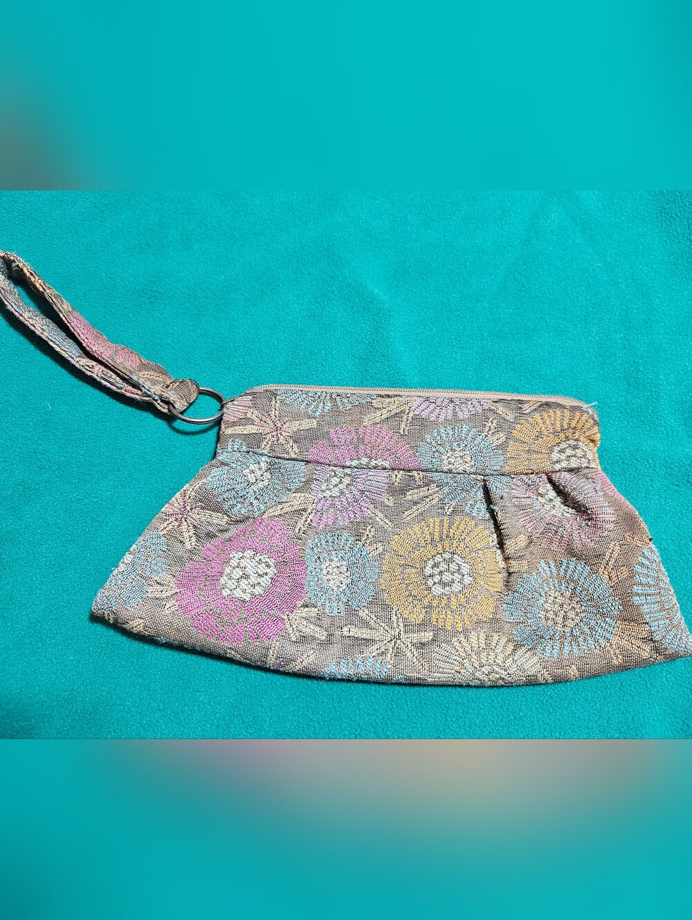 Maruca Design Floral Jacquard Pouch Wristlet Clutch Boho Handmade